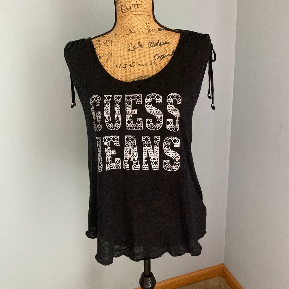Guess Sheer Black Top Women Size L